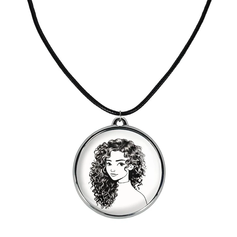 گردنبند خندالو مدل دختر مو فرفری کد 2879928800