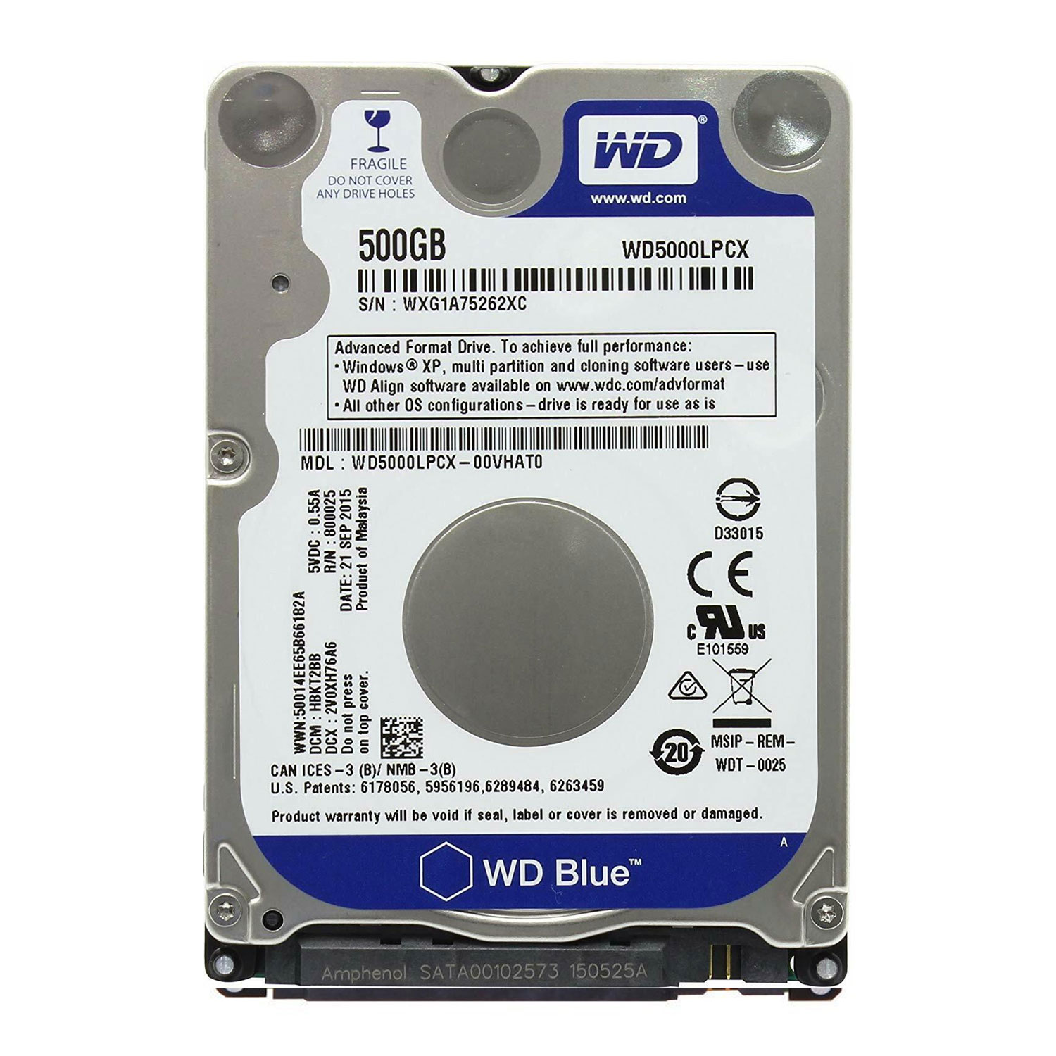 هارددیسک اینترنال وسترن دیجیتال مدل Blue WD5000LPCX ظرفیت 500 گیگابایت