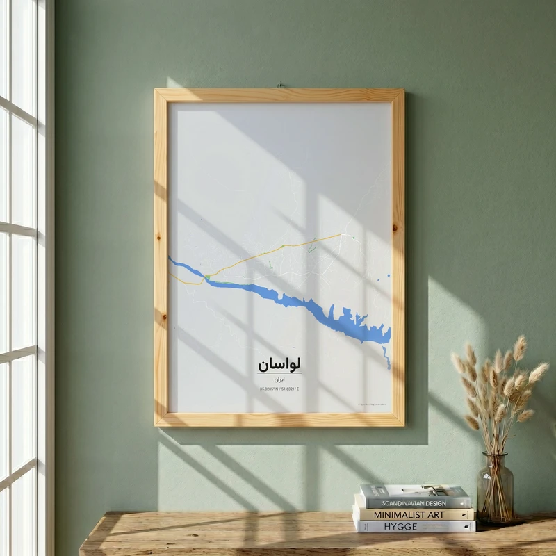 تابلو طرح نقشه شهر لواسان مدل G20662 فریم کرم روشن