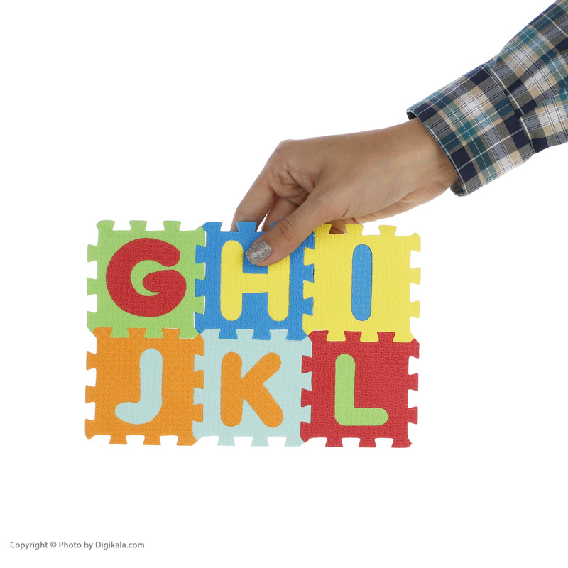 پازل 36 تکه بافوم طرح حروف و اعداد لاتین کوچک مدل فومی