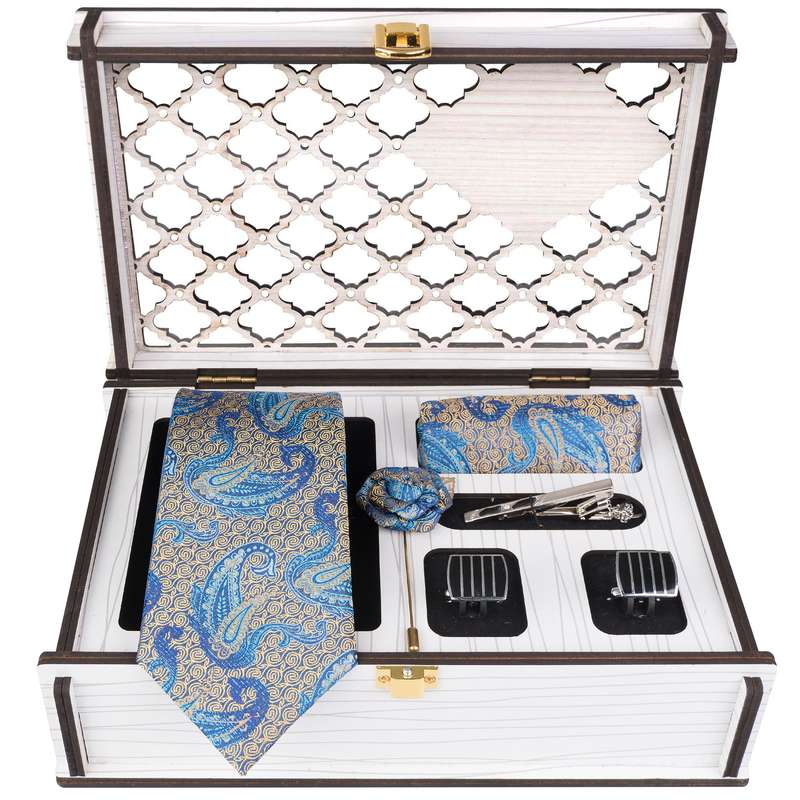 ست کراوات و دستمال جیب و دکمه سردست مردانه جیان فرانکو روسی مدل GF-PA716RE-BOX 
