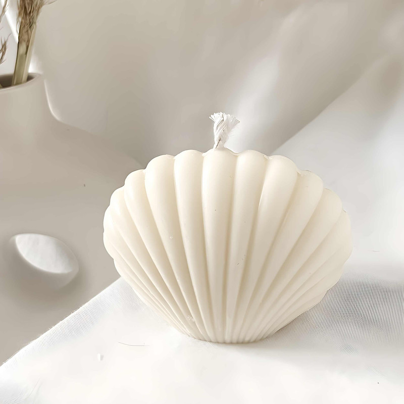 قالب شمع مدل صدف ساده و کلاسیک مجموعه 2 عددی