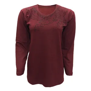 بلوز زنانه مدل خوشه کد tm-1583 رنگ زرشکی