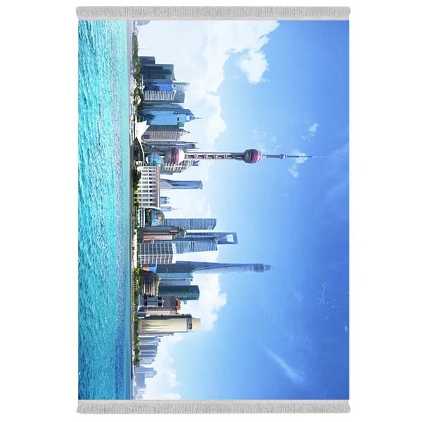 فرش پارچه‌ای دفه مدل فرشینه شانل مخمل طرح فانتزی کد 7048