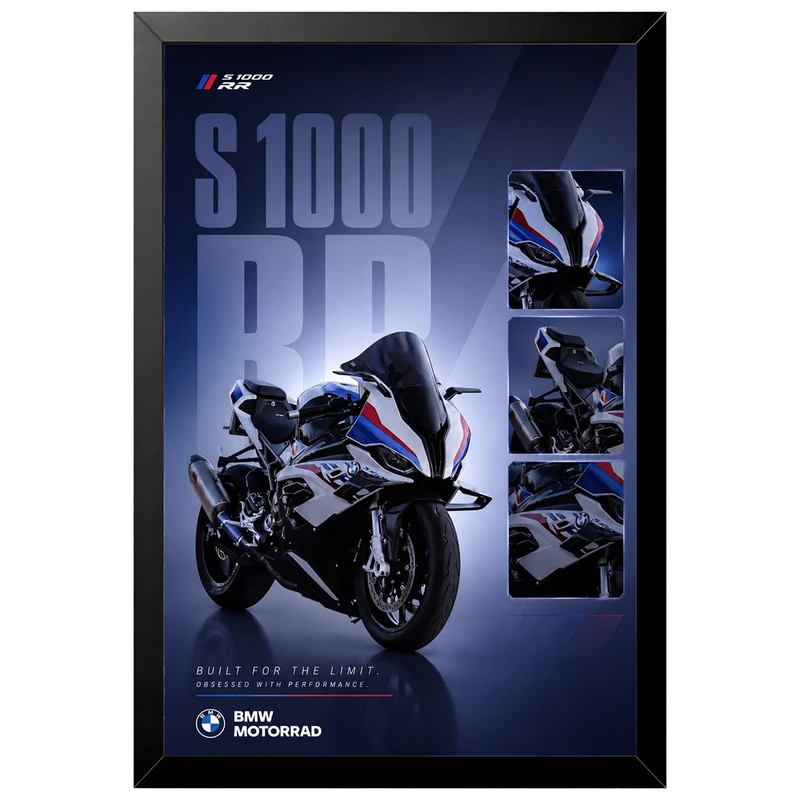 تابلو بکلیت طرح موتور سنگین بی ام و BMW S1000RR مدل B-az1020 فریم مشکی