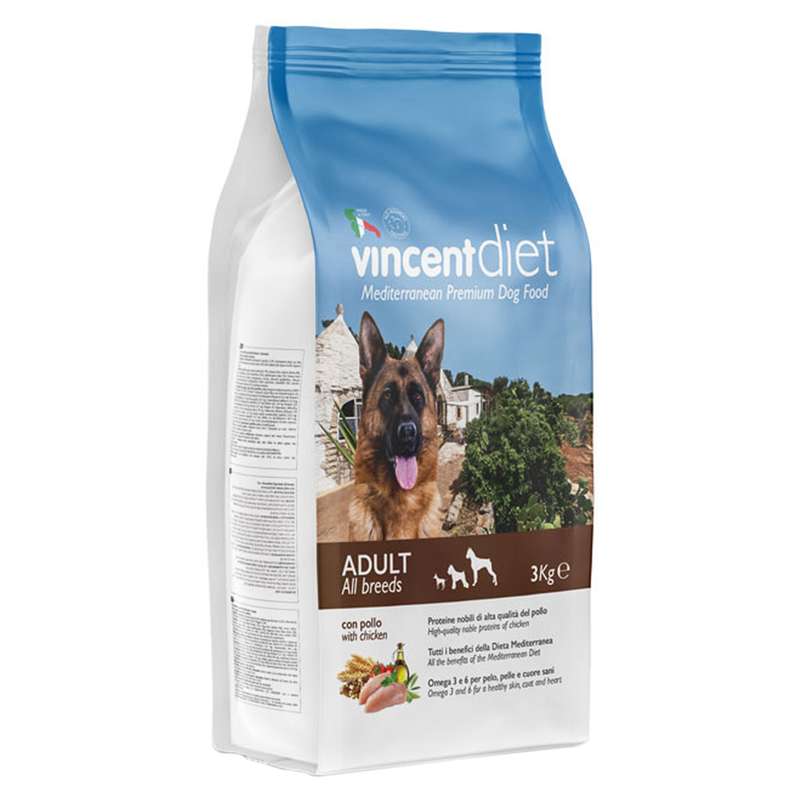 غذای خشک سگ بالغ وینسنت مدل Diet - Chicken وزن 3 کیلوگرم 