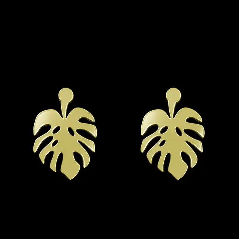 گوشواره طلا 18 عیار زنانه مدوپد مدل برگ کد GA1-14943