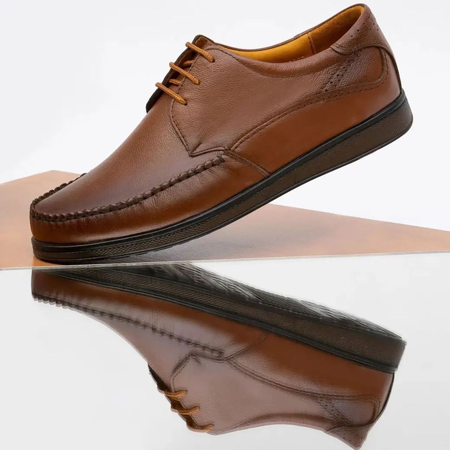 کفش روزمره مردانه مدل چرم طبیعی کد 00216 رنگ عسلی -  - 3