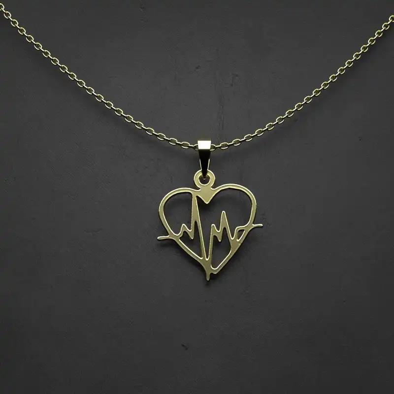 گردنبند طلا 18 عیار زنانه مدوپد مدل  طرح ضربان قلب کد MM1075