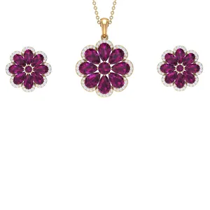 نیم ست طلا 18 عیار زنانه قیراط طرح گل کد GH2042