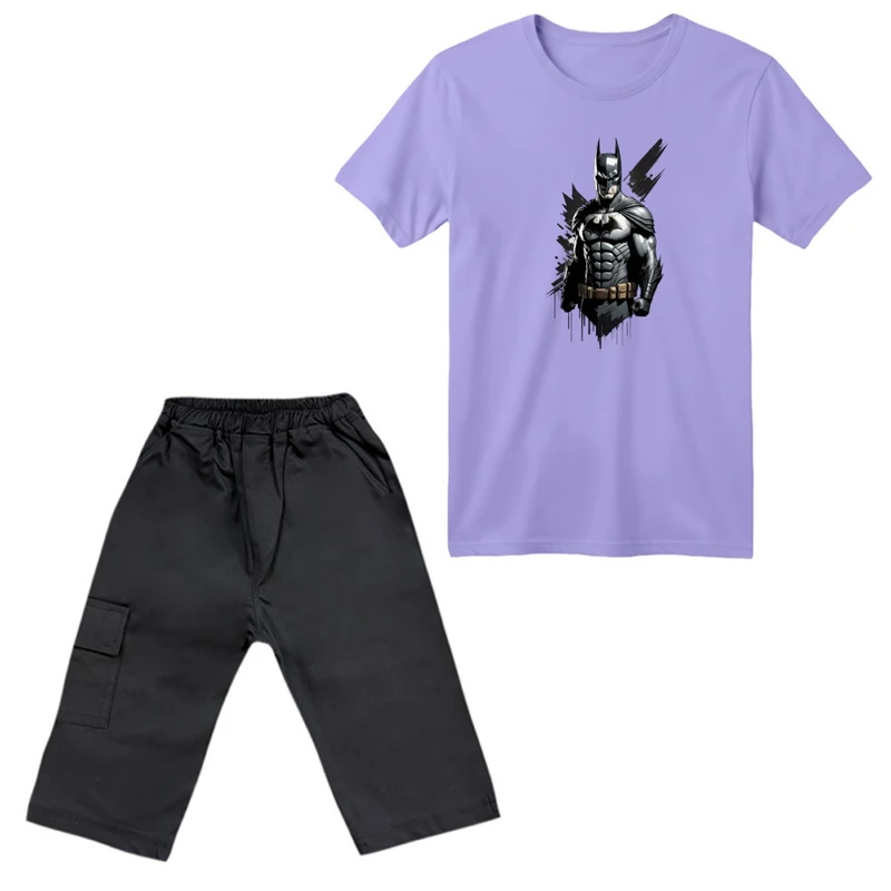 ست تی‌شرت آستین کوتاه و شلوارک پسرانه مدل بتمن کد ۲۳