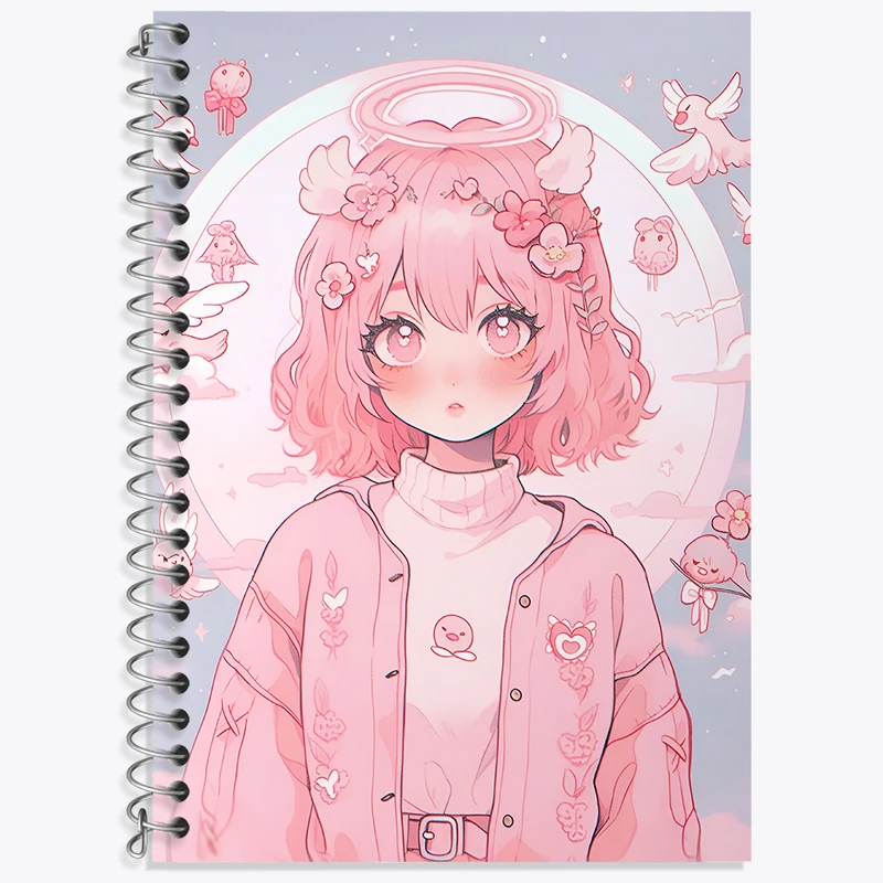 دفتر زبان 50 برگ خندالو مدل دو خط طرح دخترانه کیوت کد N4126