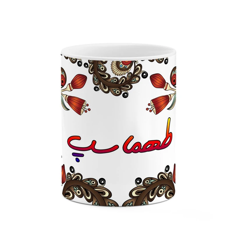 ماگ کاکتی مدل اسم طهماسپ طرح سنتی گل و بته کد mgh46030