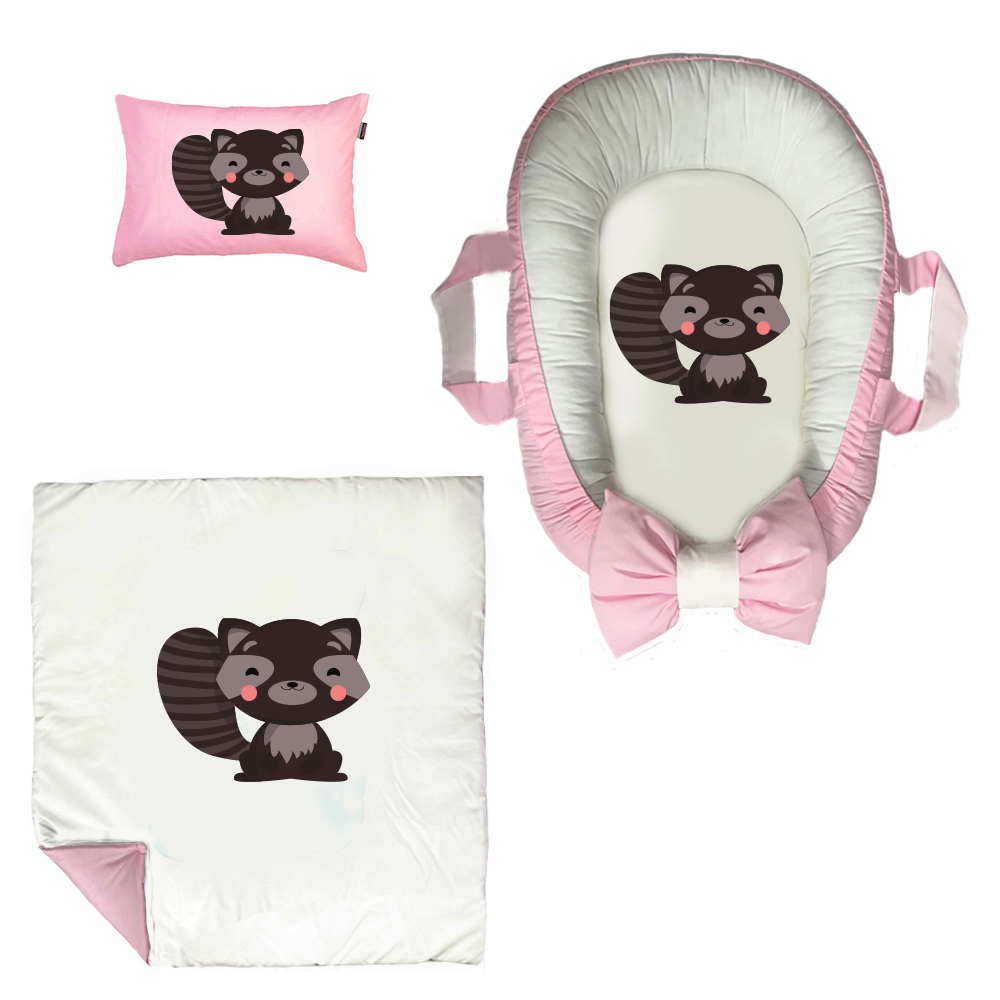سرویس خواب سه تکه نوزاد مدل گارد محافظ دار طرح گربه کد 0050