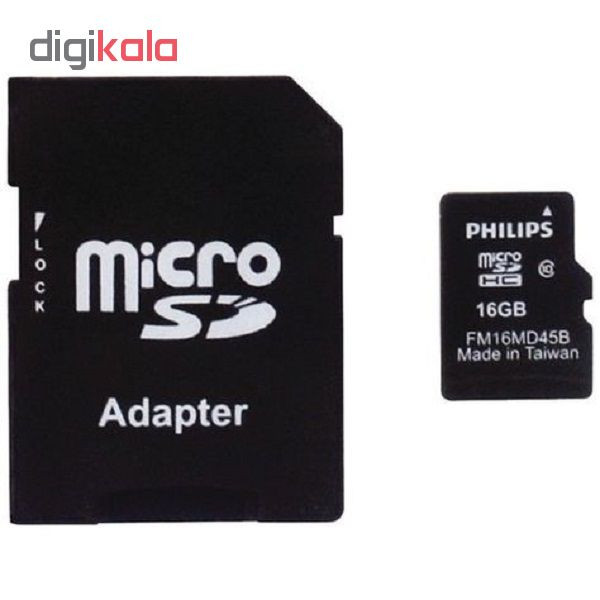 کارت حافظه‌ microSDXC فیلیپس مدل 45B کلاس 10 استاندارد U3 سرعت 80MBps ظرفیت 16 گیگابایت به همراه آداپتور SD