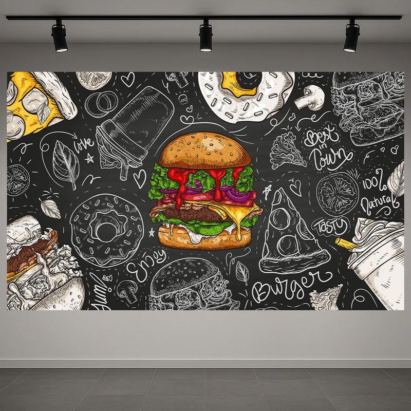 تابلو بوم طرح مخمل همبرگر مدل فست فود کد AR3059288
