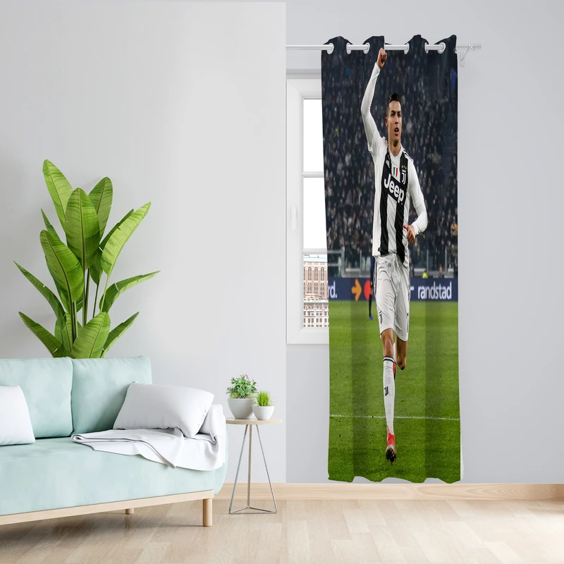 پرده طرح رونالدو مدل مخمل پانچی کد L 1205 Z سایز 140x200 سانتی متر