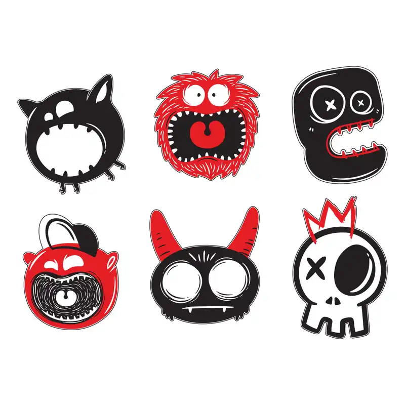 برچسب کلید و پریز طرح هیولاهای بامزه کد 02 مجموعه 6 عددی