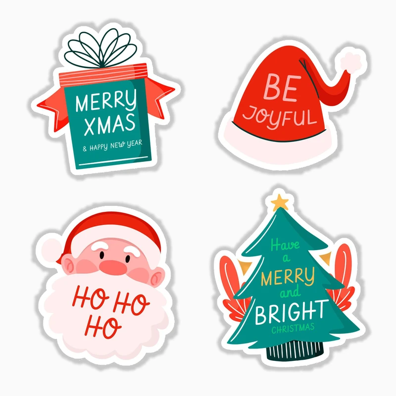استیکر لپ تاپ و موبایل بووم طرح کریسمس کد MR200 مجموعه 4 عددی