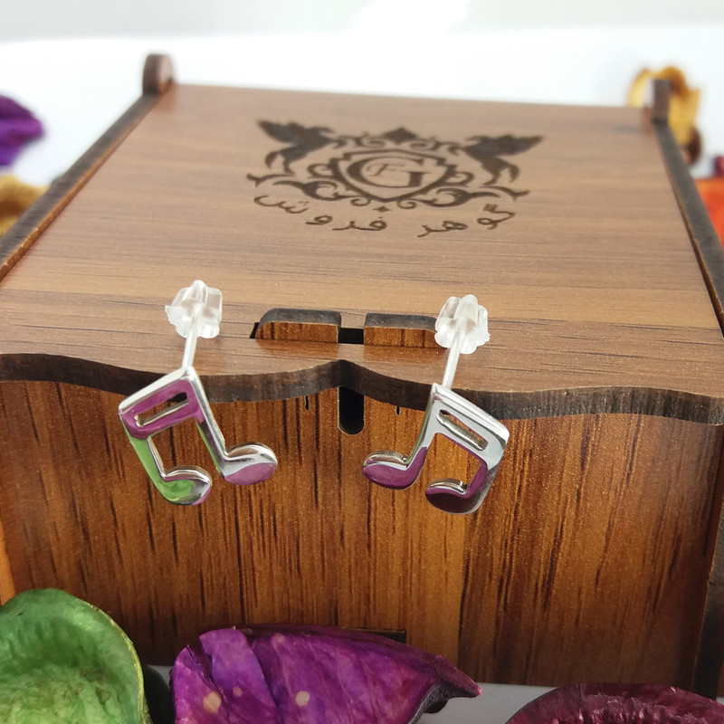 گوشواره نقره زنانه مدل نت موسیقی گوشواره نقره زنانه مدل نت موسیقی