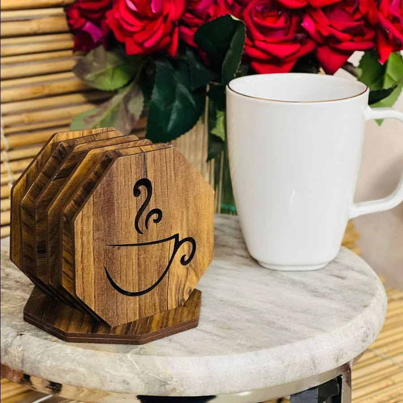 زیرلیوانی طرح فنجان کد LK4469VV بسته 6 عددی