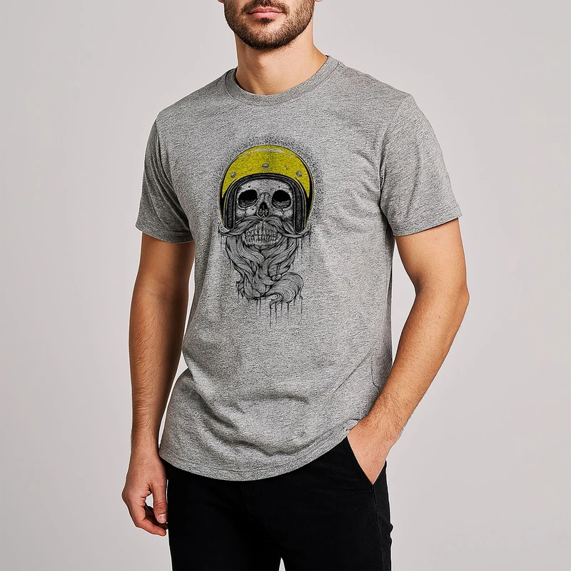 تی شرت آستین کوتاه مردانه مدل جمجمه و کلاه کاسکت D229