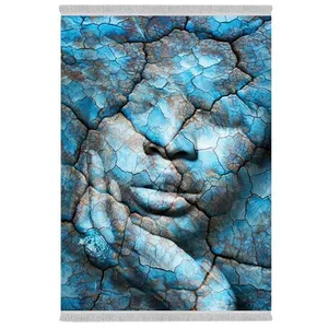 فرش پارچه‌ای دفه مدل فرشینه شانل مخمل طرح فانتزی کد 7077