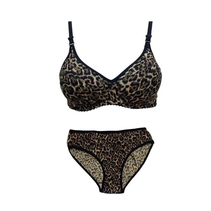 ست شورت و سوتین زنانه مدل پلنگی اسفنجی