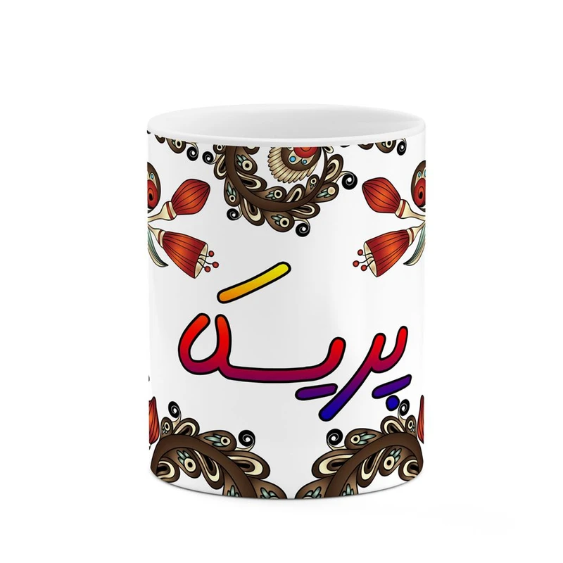 ماگ کاکتی مدل اسم پریسکا طرح سنتی گل و بته کد mgh44427
