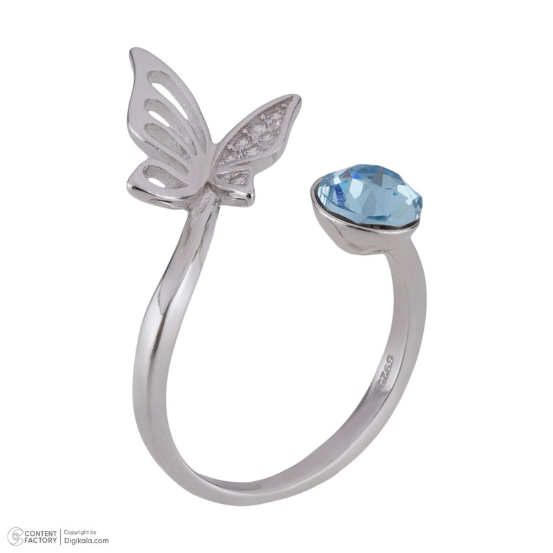 انگشتر نقره زنانه سواروسکی مدل سنگ و پروانه کد 778545