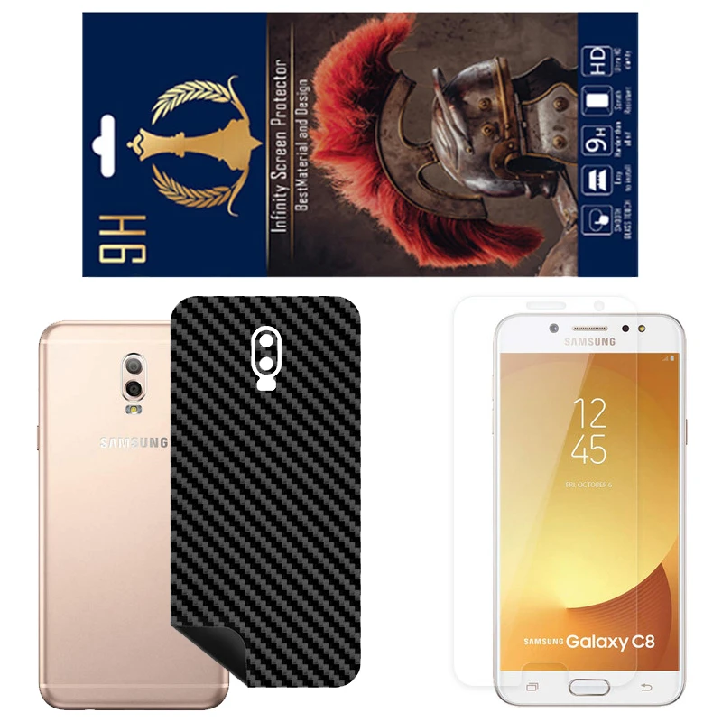 برچسب پوششی اینفینیتی مدل FC مناسب برای گوشی موبایل سامسونگ Galaxy C8 به همراه محافظ صفحه نمایش 