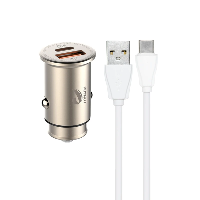 شارژر فندکی 30 وات لونارک مدل LC48 به همراه کابل تبدیل USB-C