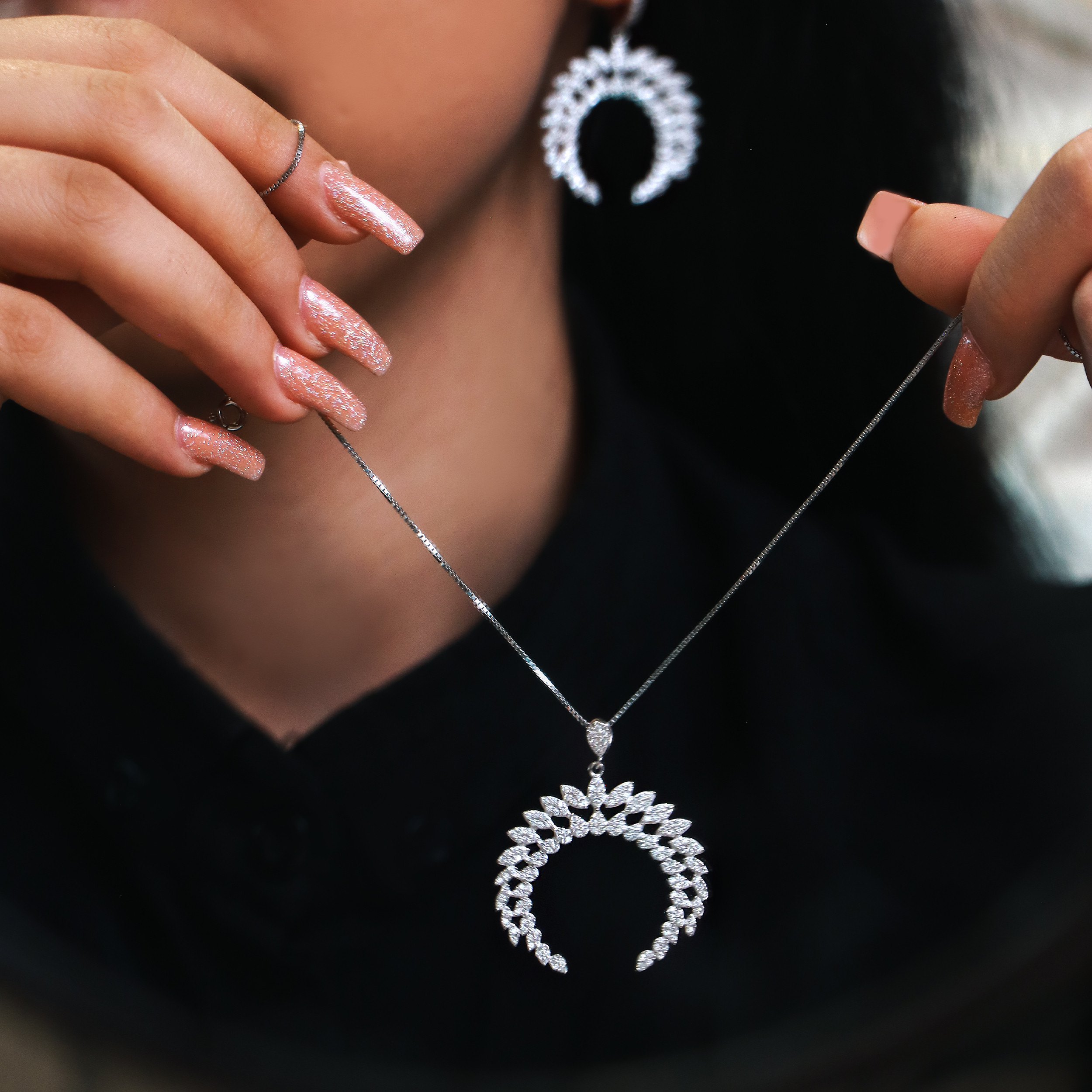 نیم ست نقره زنانه جی تی ای مدل جی نایس