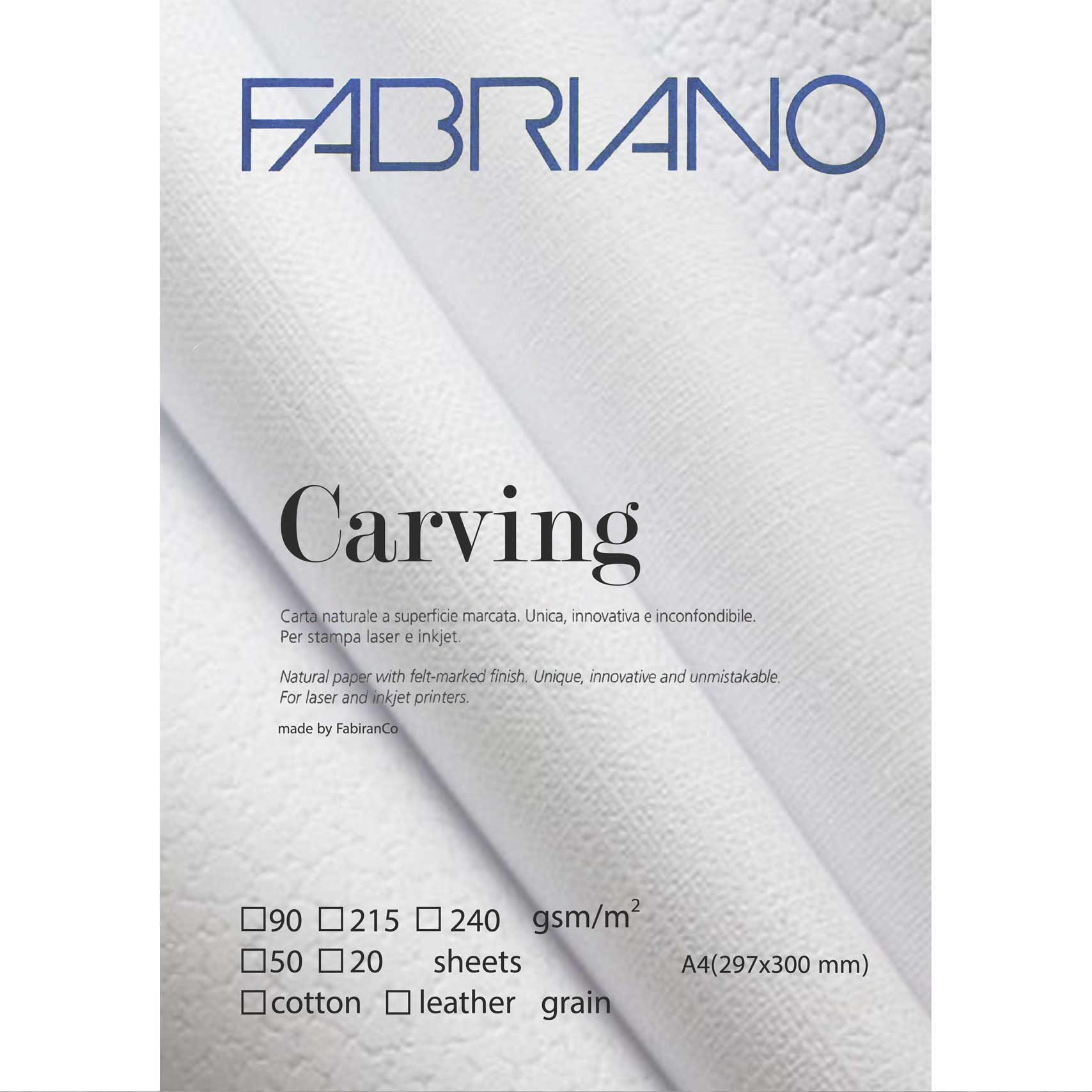 مقوا فابریانو مدل کاروینگ آیس چرم سایز 297×210 سانتی متر بسته 20 عددی
