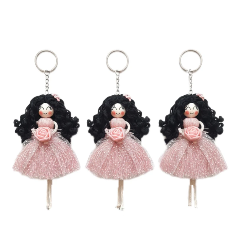 جاکلیدی دستی بافتنی مدل عروسک مکرومه مجموعه 3 عددی