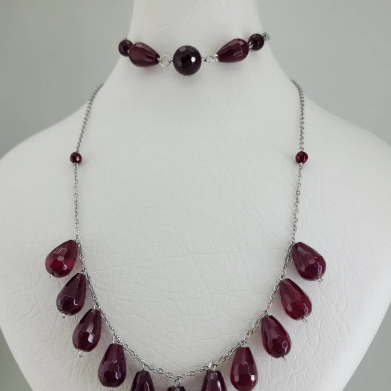 نیم ست زنانه مدل سنگ عقیق یاقوتی کد 800