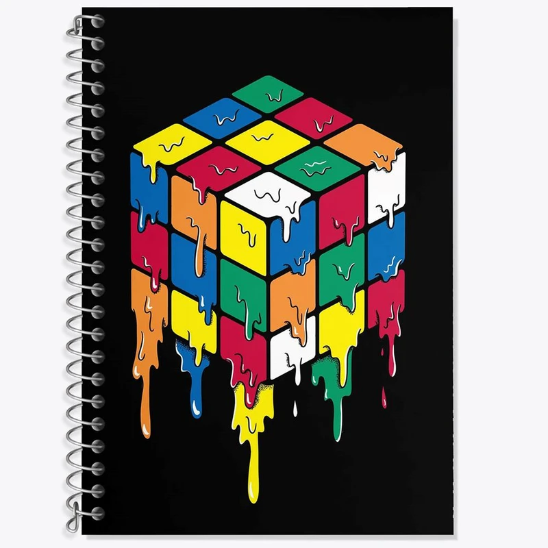 دفتر زبان 50 برگ خندالو مدل دو خط طرح مکعب روبیک کد 27816