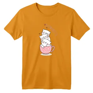 تی شرت آستین کوتاه بچگانه مدل گربه ها و فنجان