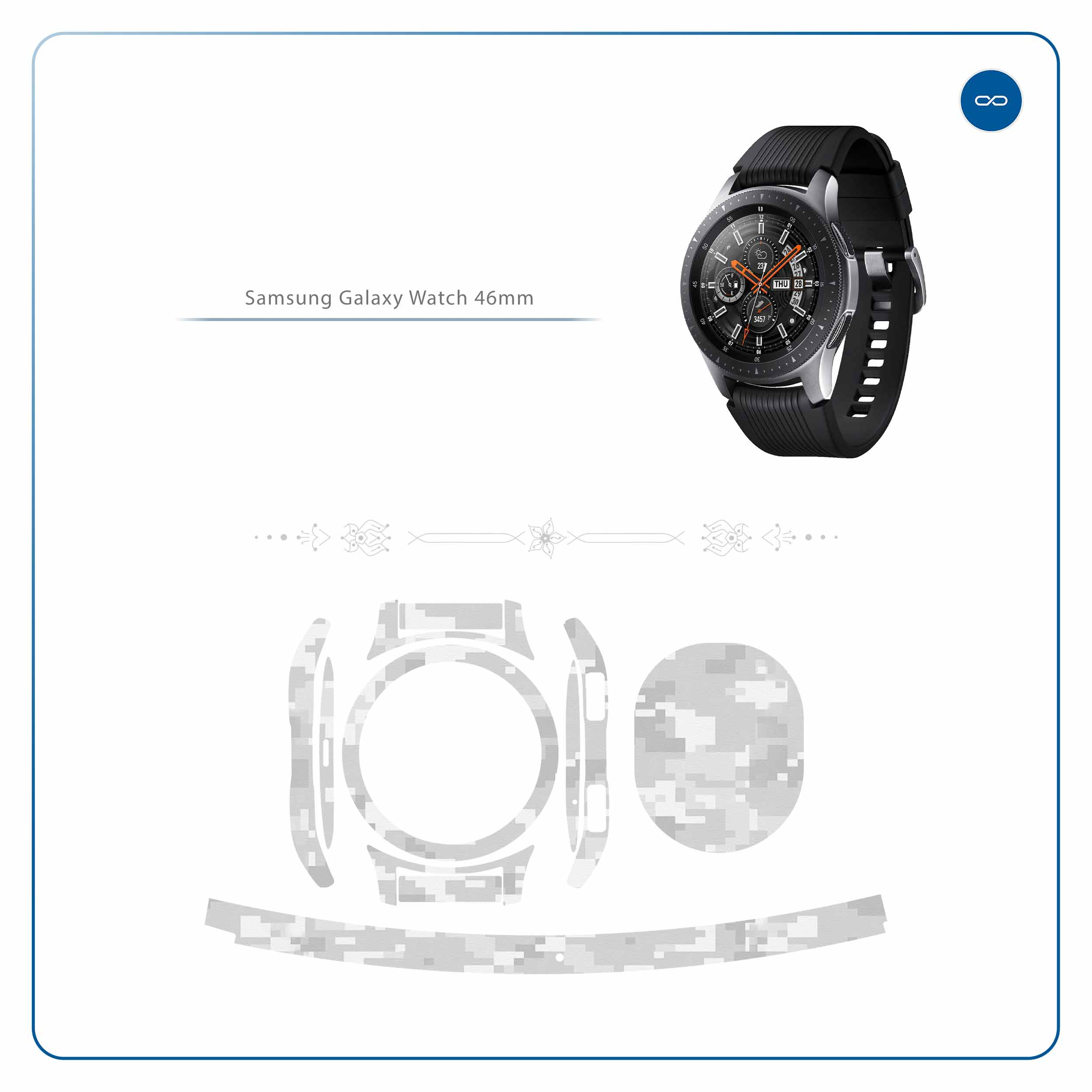 برچسب ماهوت طرح Army-Snow-Pixel مناسب برای ساعت هوشمند سامسونگ Galaxy Watch 46mm