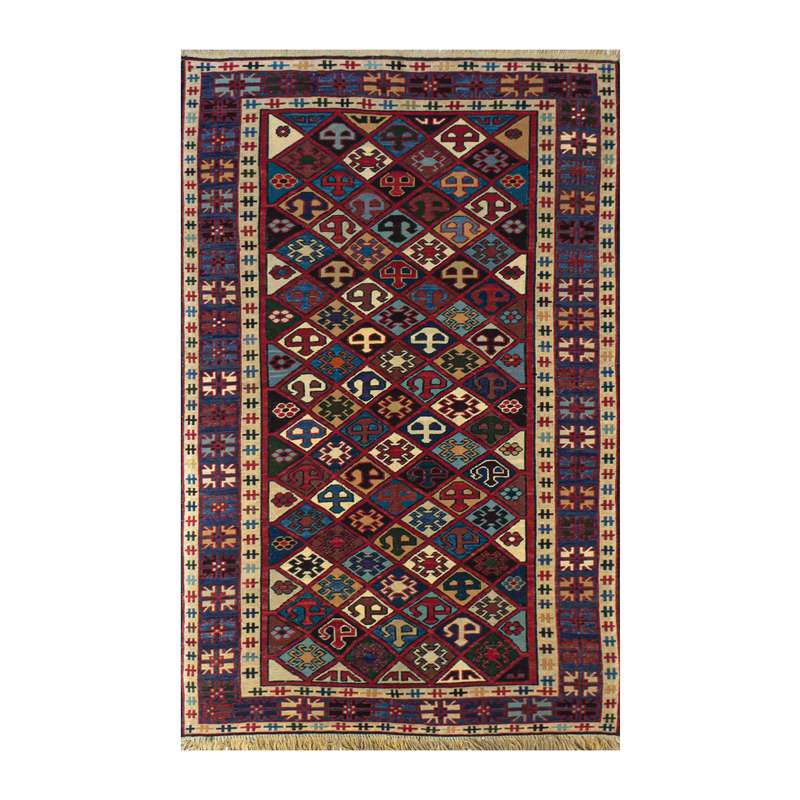 گلیم دستبافت ذرع و نیم طرح لوزی