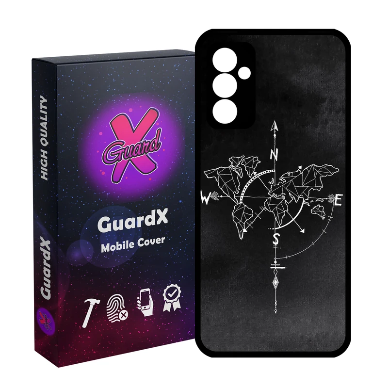 کاور گارد ایکس طرح نقشه مدل Glass10814 مناسب برای گوشی موبایل سامسونگ Galaxy A55 / A55 5G
