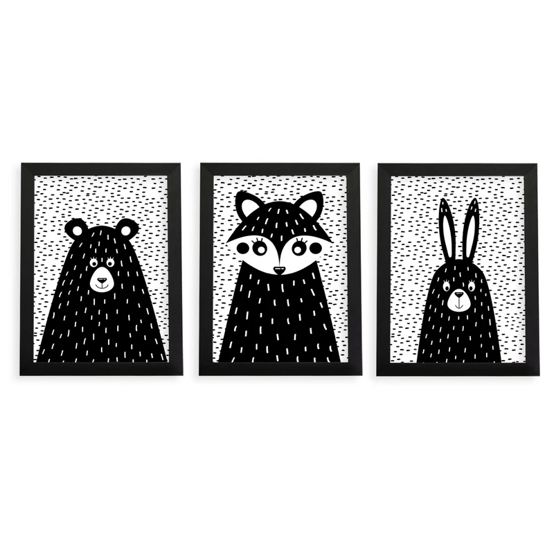 تابلو اتاق کودک گالری چی چاپ طرح باران مجموعه 3 عددی