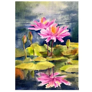 Watercolor painting in realism style, lotus model