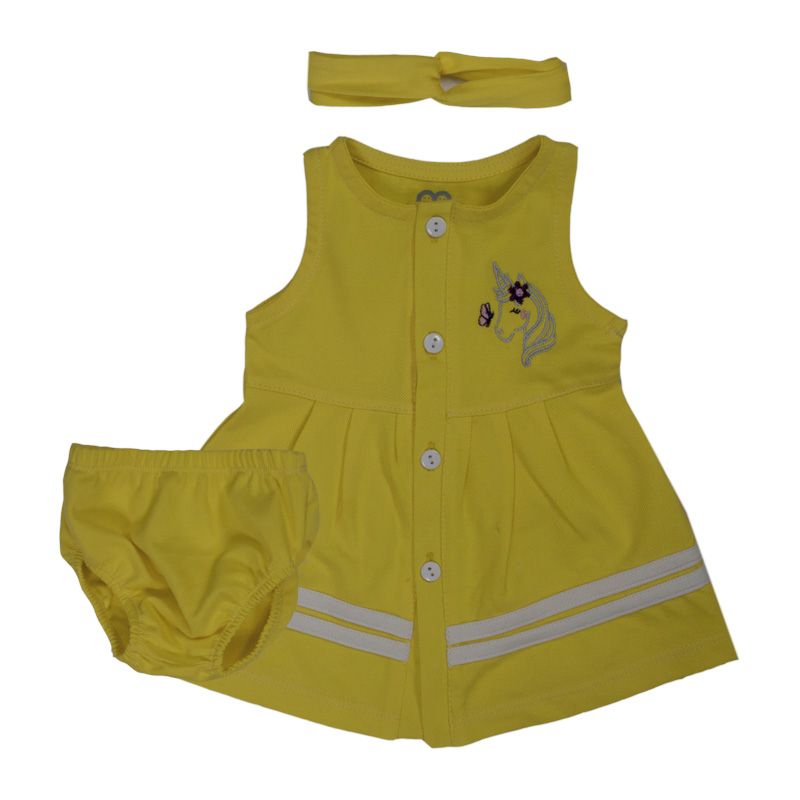 ست 3 تکه لباس نوزادی آدمک مدل پونی کد 126800 رنگ لیمویی