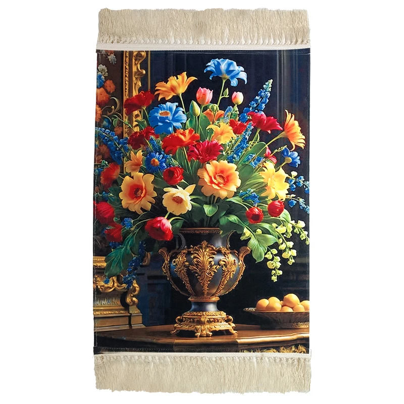 فرش ماشینی دیوارکوب مدل گلدان گل