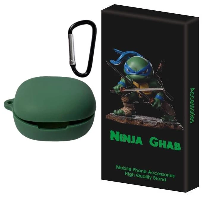 کاور نینجا قاب مدل سیلیکون مناسب برای کیس هدفون بی سیم کیو سی وای MeloBuds ANC HT05 به همراه قلاب