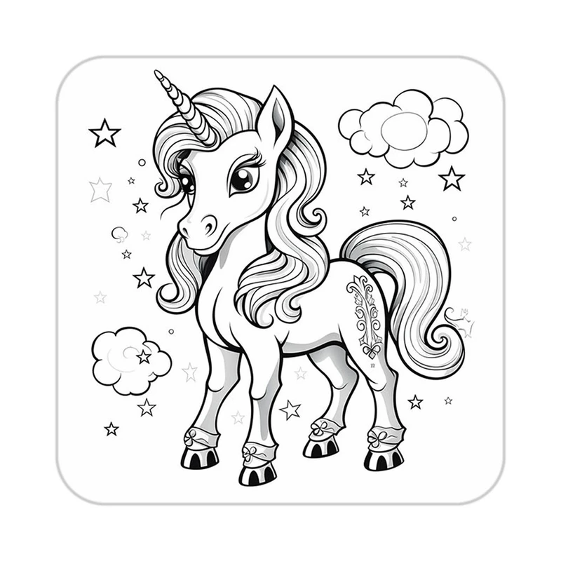 زیر لیوانی کاکتی طرح اسب تک شاخ و یونیکورن مدل mp31827