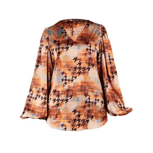 بلوز زنانه مدل یقه زنجیری چهار خانه