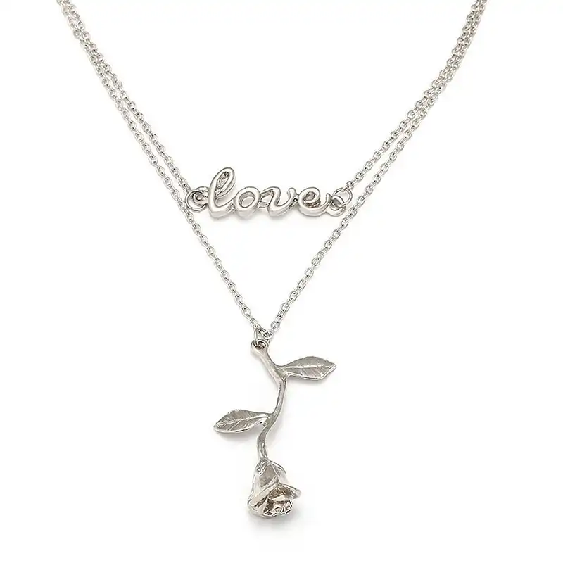 گردنبند زنانه مدل رز و لاو کد 00699