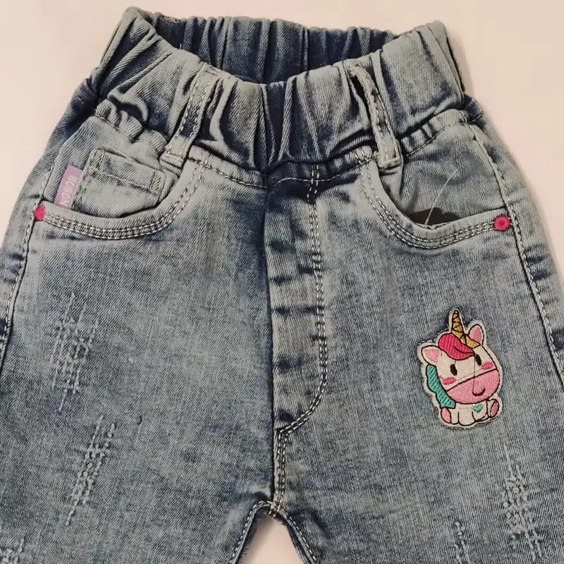 شلوار جین دخترانه مدل اسب تک شاخ 5075